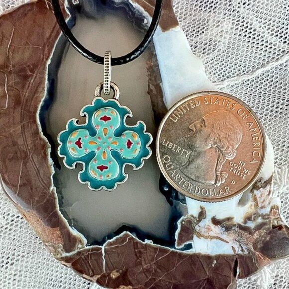 Dainty Enamel Maltese Cross Reversible Charm Necklace - Picture 7 of 7